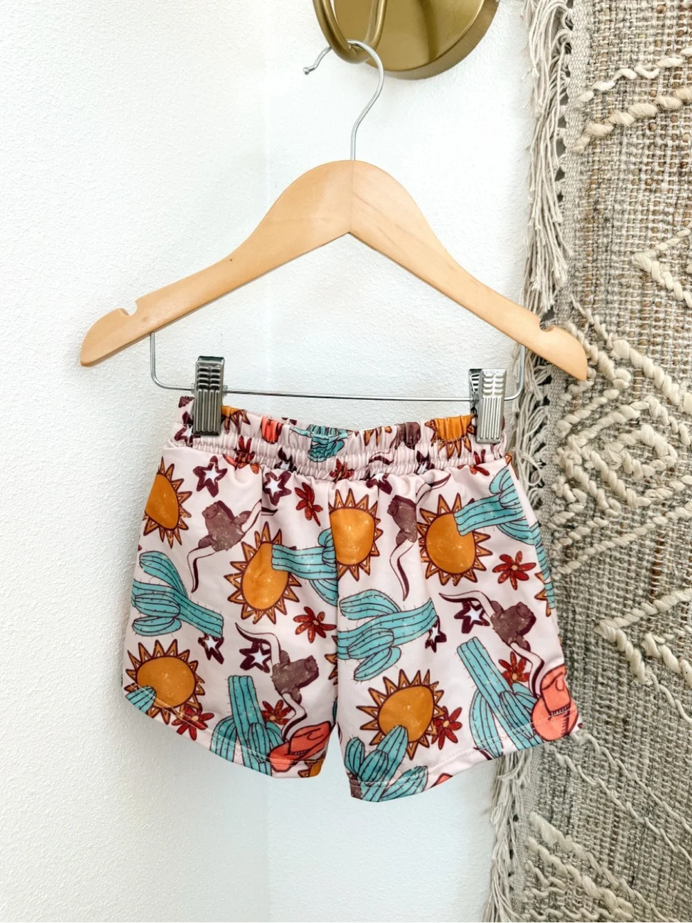 Kids' Cactus & Sun Print Swim Shorts - Pink, Orange, Teal